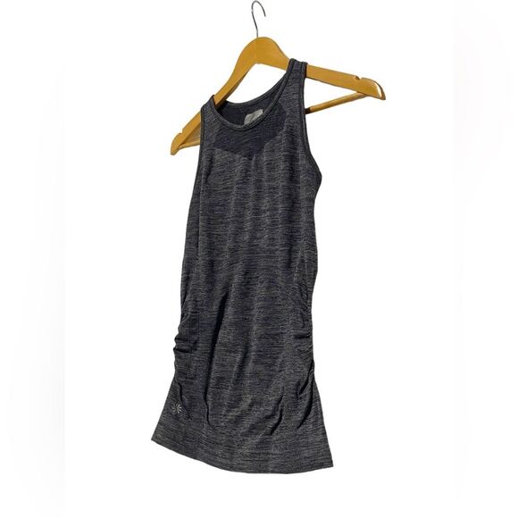 Athleta Size Small Finish Fast Gray Racerback Ruched Sides Tank - Picture 4 of 8
